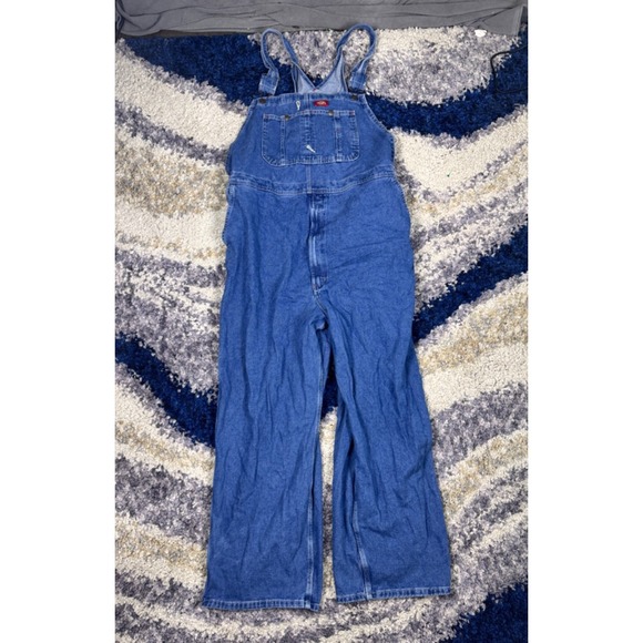 Dickies Men's 46x32 Bib Coveralls Overalls Workwear Cotton Denim - Picture 1 of 8